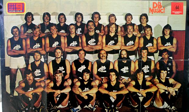 The Nine Network's colour poster of Carlton's 1976 team. Player names mentioned at bottom of article.