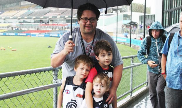 Marco Donnini with his three sons Frankie, Rocky and Leo. (Photo: Carlton Football Club)