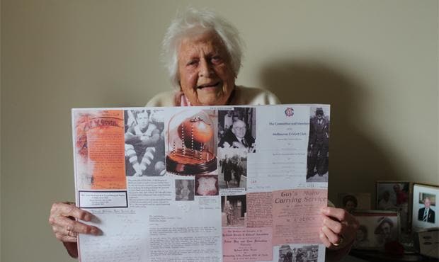 Lilian O'Cock was very proud of her father-in-law, Wally O'Cock, Carlton's first league goalkicker.