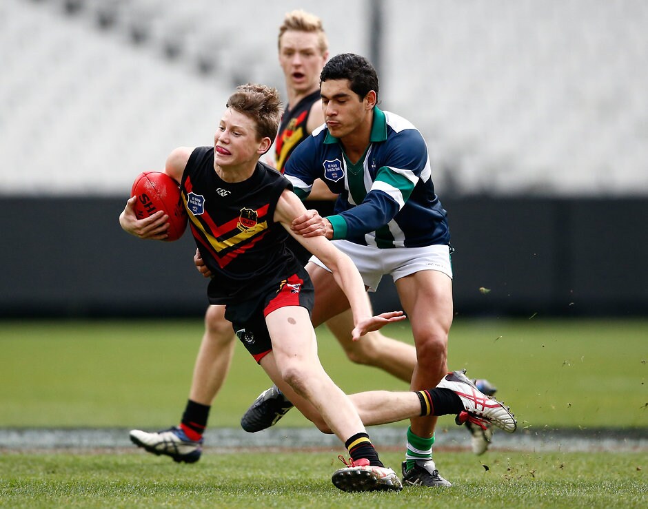 AFL 2016 Media - Senior Boys Herald Sun Shield Division 1 Grand Final Sam Walsh in action for St Joseph's College - ${keywords}