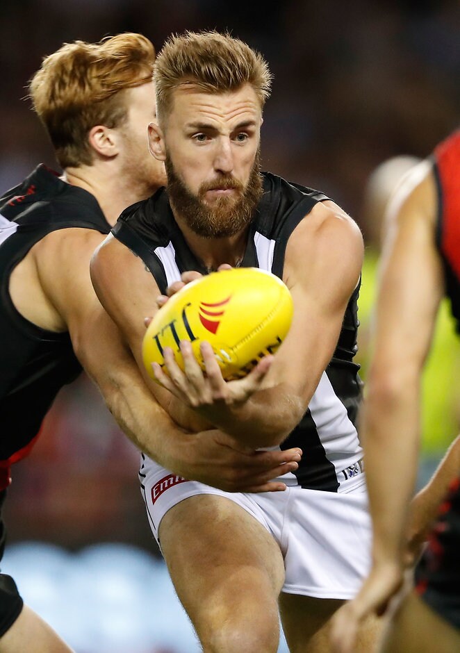 AFL 2017 JLT Community Series - Collingwood v Essendon Lynden Dunn was lucky not to be the first player penalised under the new rushed behind rule interpretation - ${keywords}