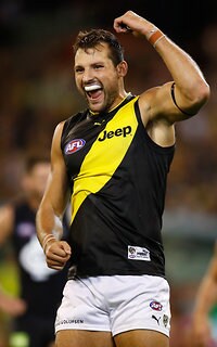 toby nankervis richmondfc nank tigers bank celebrates richmond win thursday during night au