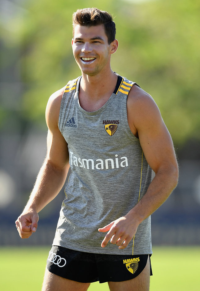 AFL 2017 Training - Hawthorn 201117 Jaeger O'Meara could join Tom Mitchell in the midfield in Friday's intraclub - AFL,Hawthorn Hawks,Cyril Rioli,Grant Birchall,Jaeger O'Meara,Tom Mitchell