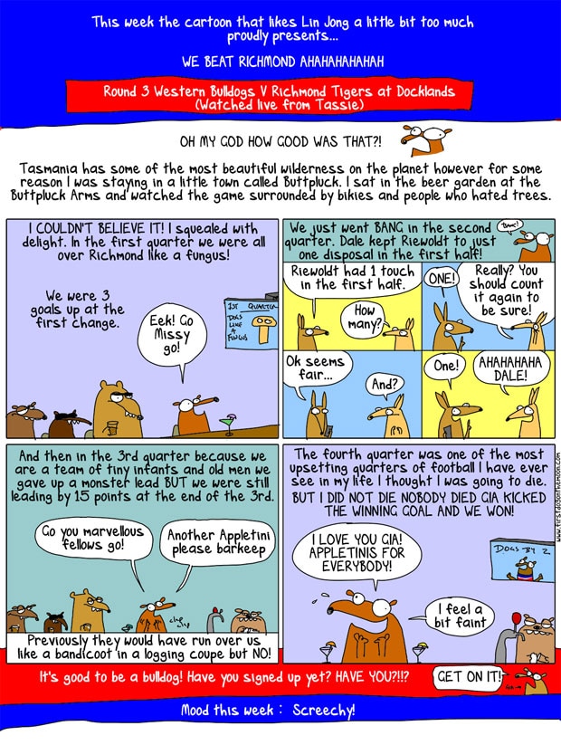 Dogs Cartoon: Bulldogs v Tigers