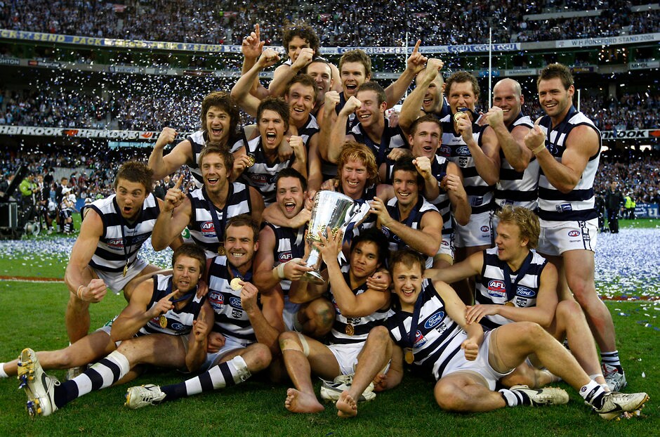 AFL 2007 Grand Final – Geelong v Port Adelaide Geelong celebrates their 2007 Premiership win against Port Adelaide. - Geelong Cats