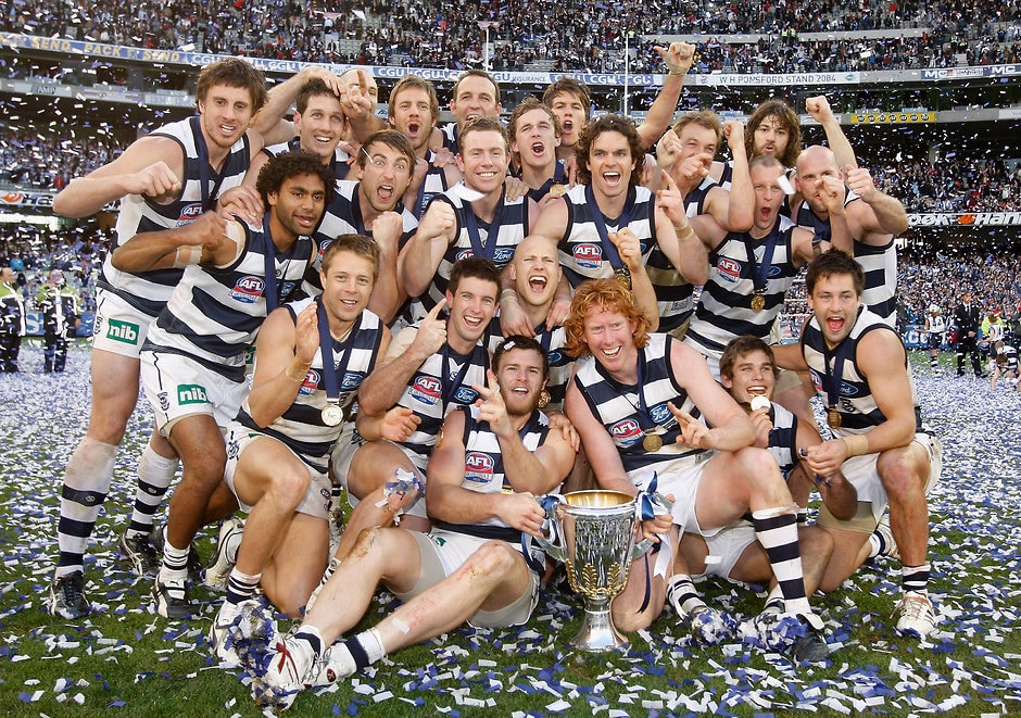 AFL 2009 Toyota Grand Final - St Kilda v Geelong Geelong players celebrate their win after the 2009 AFL Grand Final against St Kilda. - Geelong Cats