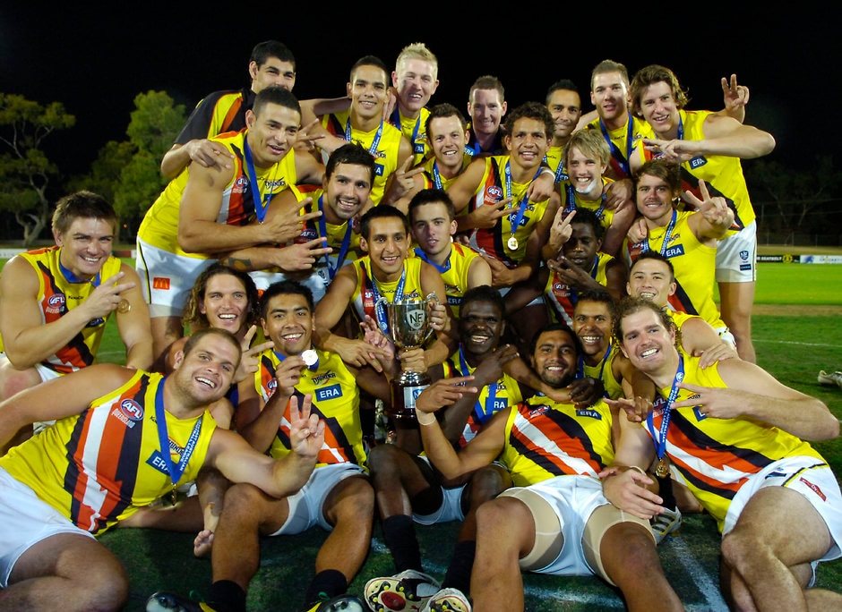 AFL 2011 Media - NEAFL NT Thunder v Ainslie The NT Thunder celebrate their 2011 NEAFL premiership. All pictures: AFL Photos - AFL