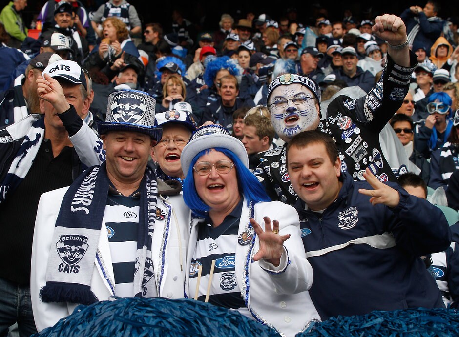 AFL 2011 Toyota Grand Final - Collingwood v Geelong Cats fans cheering on their side at the MCG - Geelong Cats
