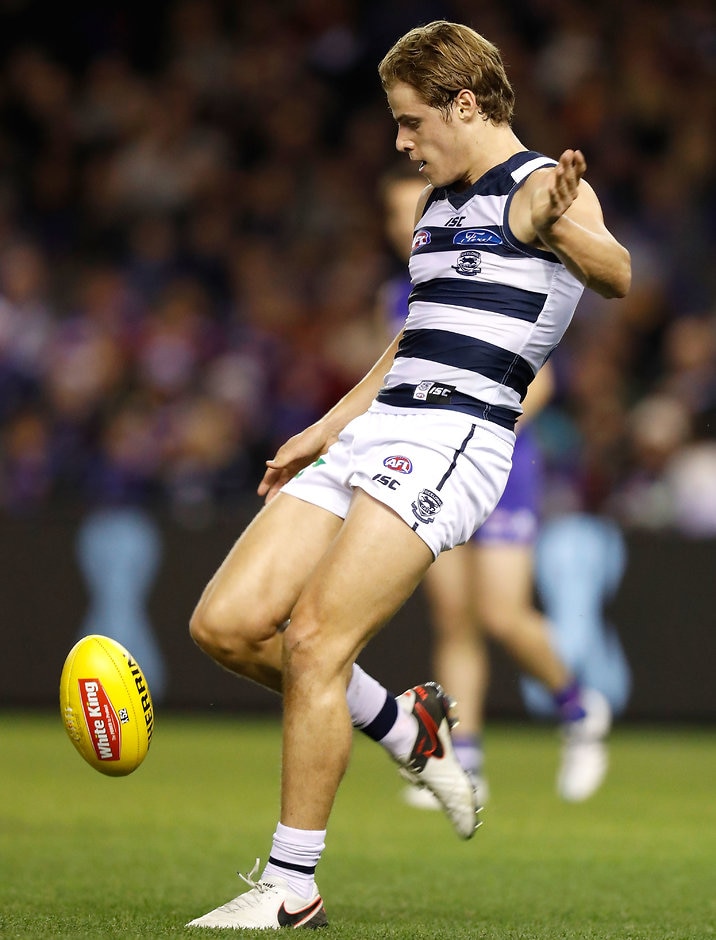 AFL 2016 Rd 13 - Western Bulldogs v Geelong MELBOURNE, AUSTRALIA - JUNE 18: Jake Kolodjashnij of the Cats in action during the 2016 AFL Round 13 match between the Western Bulldogs and the Geelong Cats at Etihad Stadium on June 18, 2016 in Melbourne, Australia. (Photo by Michael Willson/AFL Media)