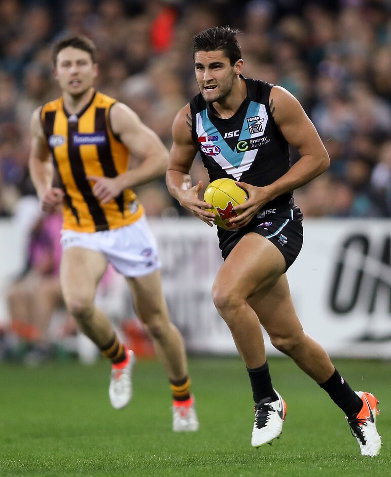 AFL 2016 Rd 16 - Port Adelaide v Hawthorn Chad Wingard hopes to wear the brown and gold in 2019. - Trade