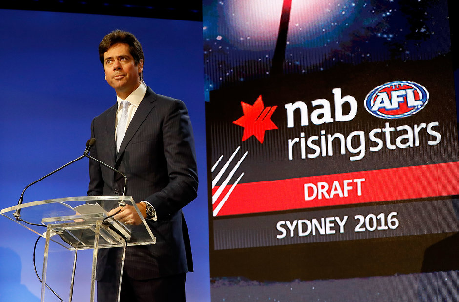AFL 2016 Media - NAB AFL Draft SYDNEY, AUSTRALIA - NOVEMBER 25: Gillon McLachlan, Chief Executive Officer of the AFL addresses the room during the 2016 NAB AFL Draft at the Hordern Pavilion on November 25, 2016 in Sydney, Australia. (Photo by Adam Trafford/AFL Media)