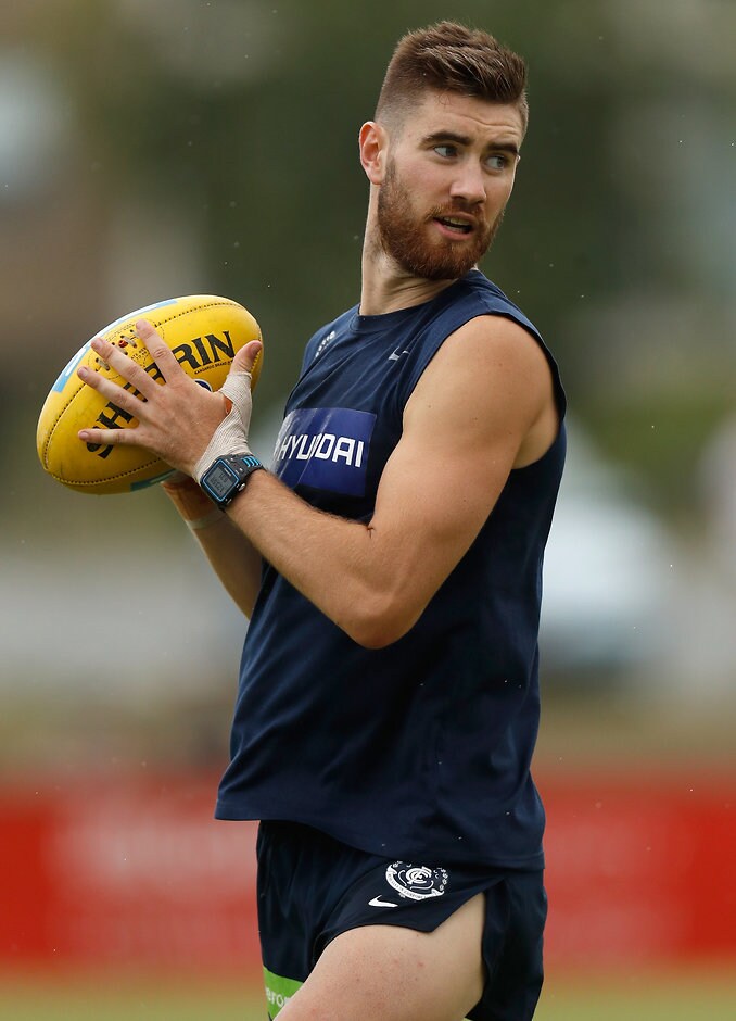 AFL 2016 Training - Carlton 181216 GOLD COAST, AUSTRALIA - DECEMBER 18: Kristian Jaksch of the Blues in action during the Carlton Blues training session at Southport Sharks Oval on the Gold Coast, Australia on December 18, 2016. (Photo by Michael Willson/AFL Media)