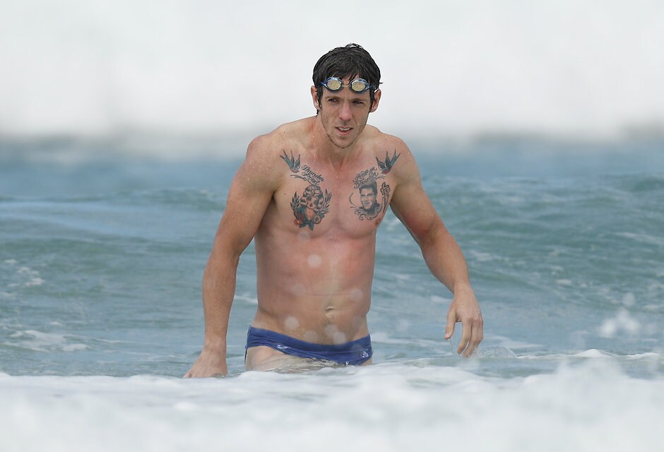 AFL 2016 Training - Western Bulldogs 211216 LORNE, AUSTRALIA - DECEMBER 21: Robert Murphy of the Bulldogs looks on during the Western Bulldogs beach training session at Lorne Beach, Australia on December 21, 2016. (Photo by Michael Willson/AFL Media)