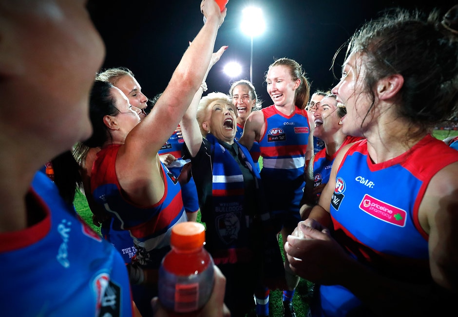 AFLW 2017 Rd 01 - Western Bulldogs v Fremantle Susan Alberti with the winning Western Bulldogs - AFLW