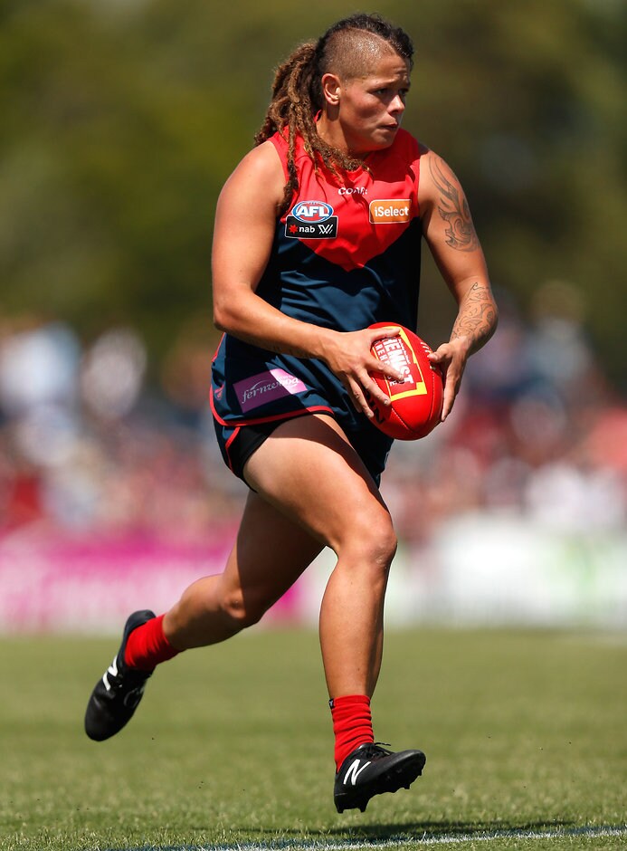 AFLW 2017 Rd 04 - Melbourne v Carlton Richelle Cranston in action for the Demons last season - AFLW,Melbourne Demons,Richelle Cranston