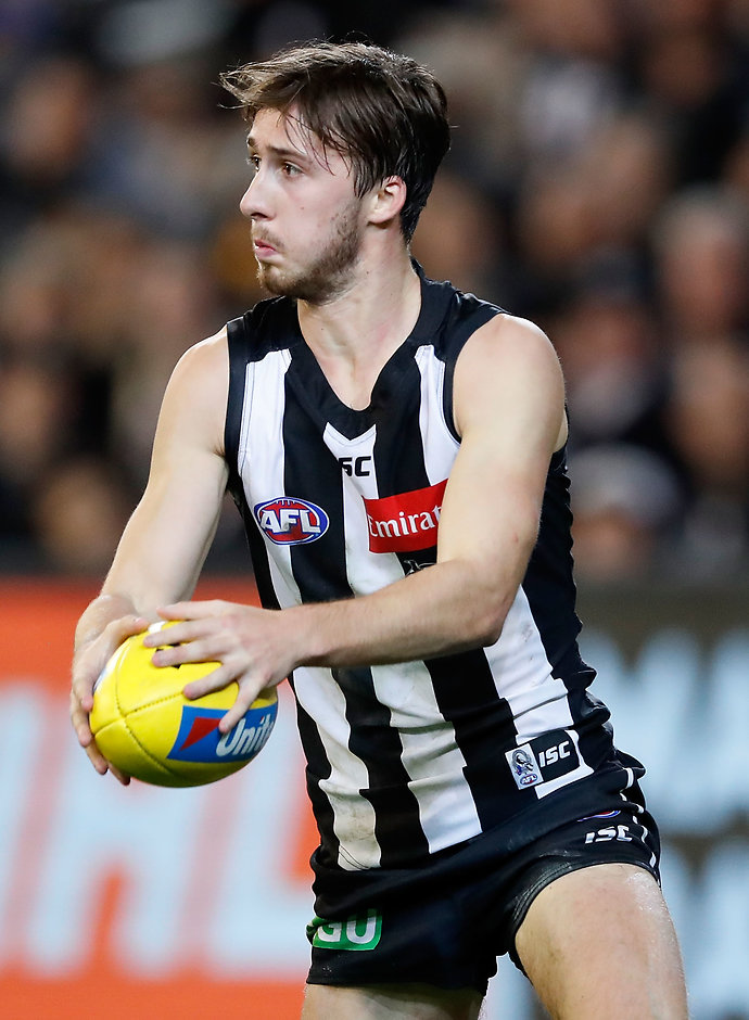 AFL 2017 Round 09 - Collingwood v Hawthorn MELBOURNE, AUSTRALIA - MAY 20: Tom Phillips of the Magpies in action during the 2017 AFL round 09 match between the Collingwood Magpies and the Hawthorn Hawks at the Melbourne Cricket Ground on May 20, 2017 in Melbourne, Australia. (Photo by Adam Trafford/AFL Media)