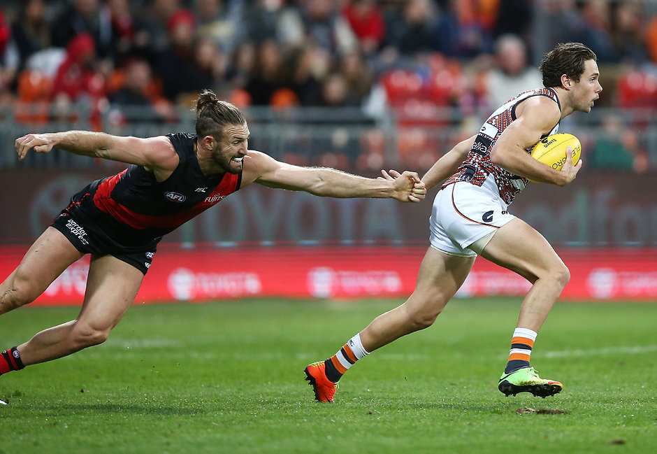 AFL 2017 Round 11 - GWS Giants v Essendon SYDNEY, AUSTRALIA - JUNE 03: Josh Kelly of the Giants in action during the round 11 AFL match between the Greater Western Sydney Giants and the Essendon Bombers at Spotless Stadium on June 3, 2017 in Sydney, Australia. (Photo by Mark Metcalfe/AFL Media/Getty Images)