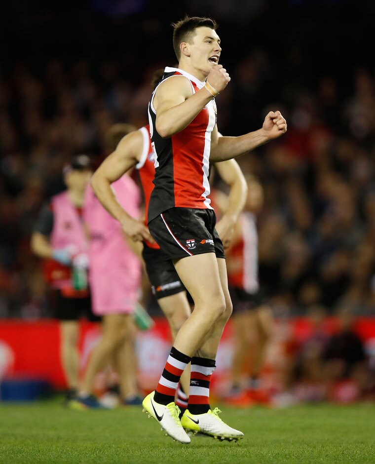 AFL 2017 Round 17 - St Kilda v Essendon Josh Battle clocked up his first game for the Saints in 2017 - AFL,Josh Battle,Brendan Fevola,St Kilda Saints