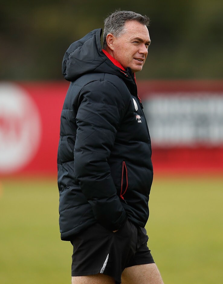 AFL 2017 Training - St Kilda 250717 MELBOURNE, AUSTRALIA - JULY 25: Alan Richardson, Senior Coach of the Saints looks on during the St Kilda Saints training session at the Linen House Centre on July 25, 2017 in Melbourne, Australia. (Photo by Michael Willson/AFL Media)