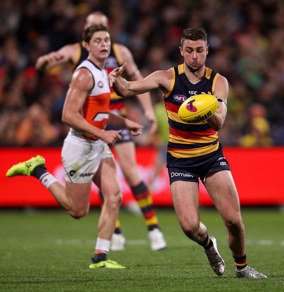 AFL 2017 First Qualifying Final - Adelaide v GWS Giants ADELAIDE, AUSTRALIA - SEPTEMBER 07: Rory Atkins of the Crows during the 2017 AFL First Qualifying Final match between the Adelaide Crows and the GWS Giants at the Adelaide Oval on September 07, 2017 in Adelaide, Australia. (Photo by AFL Media)