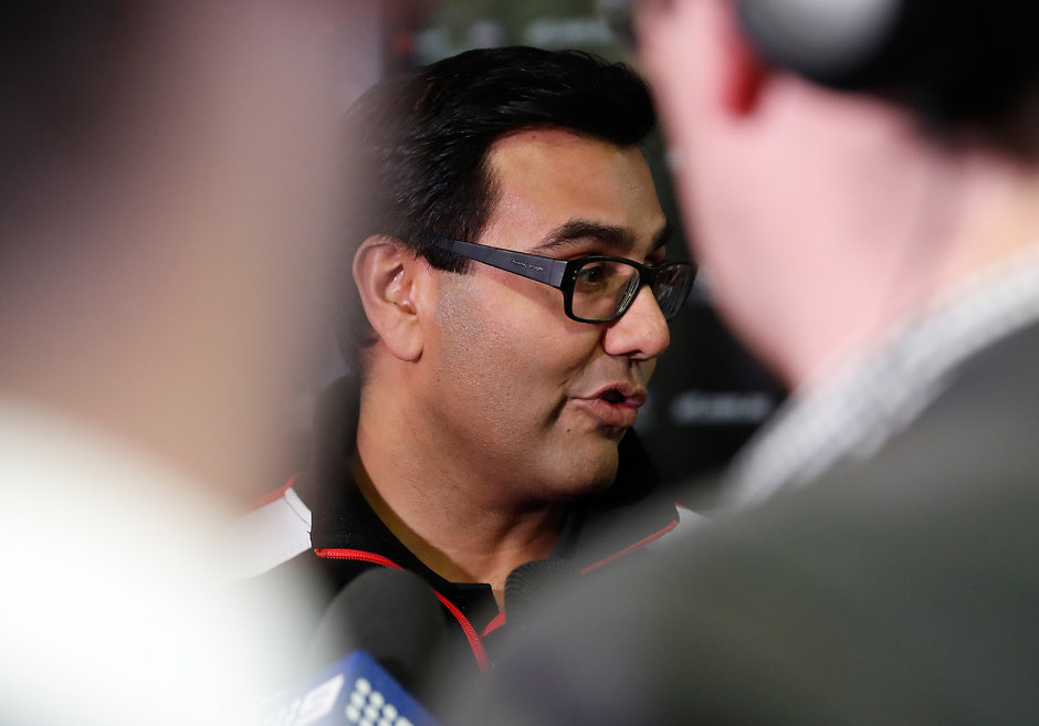 AFL 2017 Media - NAB Trade Period MELBOURNE, AUSTRALIA - OCTOBER 9: Ameet Bains, List Manager of the Saints looks on during the NAB Trade Period at Etihad Stadium on October 9, 2017 in Melbourne, Australia. (Photo by Michael Willson/AFL Media)