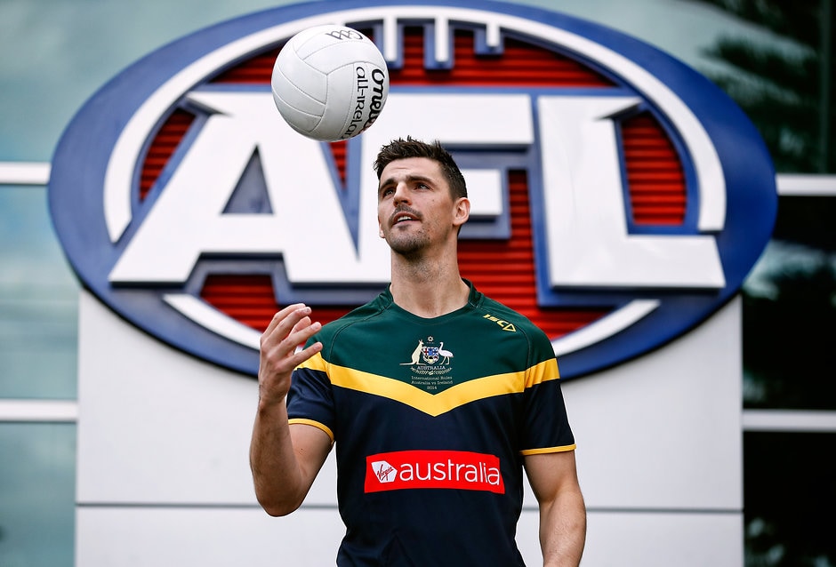 AFL 2017 Media - International Rules Press Conference 121017 Collingwood skipper Scott Pendlebury will wear his familiar No.10 guernsey in the Test against Ireland - AFL,International Rules,Adelaide Oval,Domain Stadium