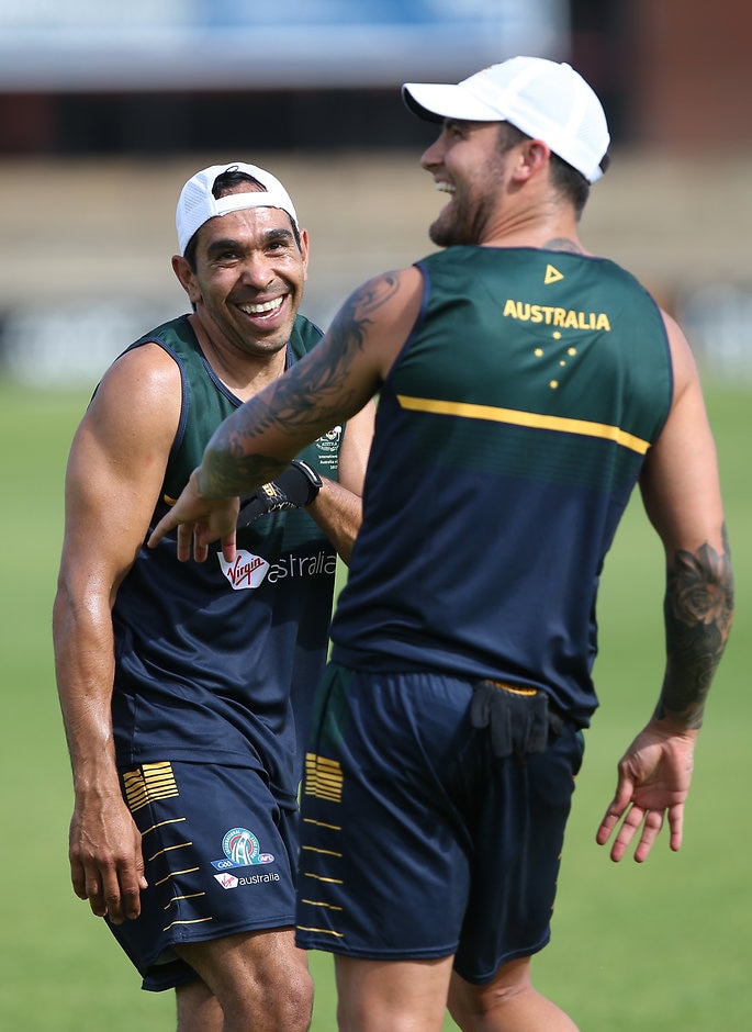 AFL 2017 Media - Australia Team Training Superstar Crow Eddie Betts and Power forward Chad Wingard will line up as teammates for Australia - AFL,Adelaide Oval,International Rules