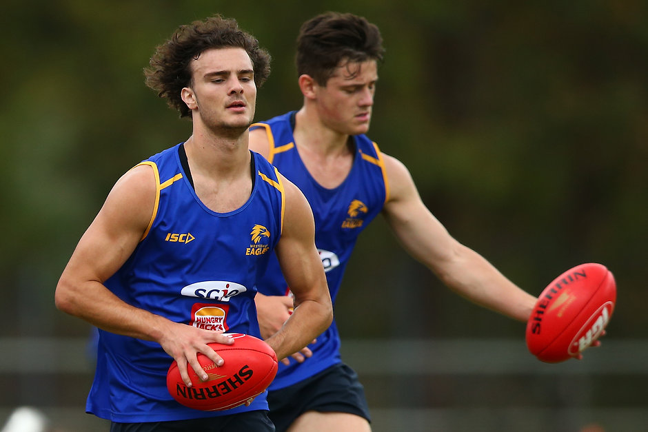 AFL 2017 Training - West Coast Eagles 041217 Eagles draftee Jack Petruccelle is a line-breaking, high-leaping runner - AFL,West Coast Eagles,Jack Petruccelle