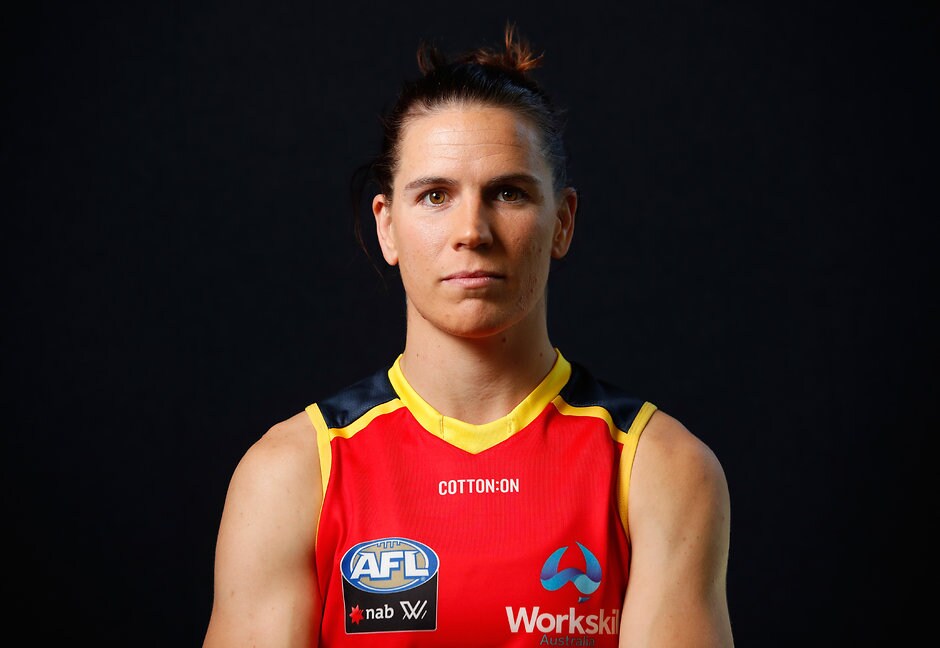 AFLW 2018 Portraits - Adelaide Crows ADELAIDE, AUSTRALIA - DECEMBER 8: Chelsea Randall of the Crows poses for a portrait during the Adelaide Crows Womens team photo day at AAMI Stadium on December 8, 2017 in Adelaide, Australia. (Photo by Adam Trafford/AFL Media)