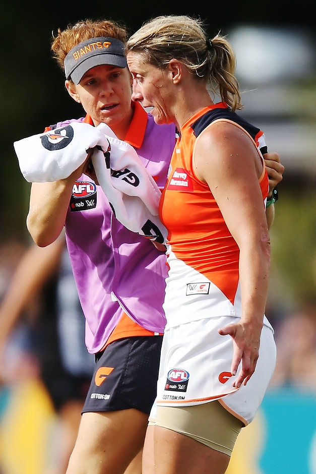 AFLW 2018 Rd 03 - Collingwood v GWS Giants Cora Staunton has adapted well to a Sherrin, averaging seven disposals and two tackles in her debut AFLW season - AFLW