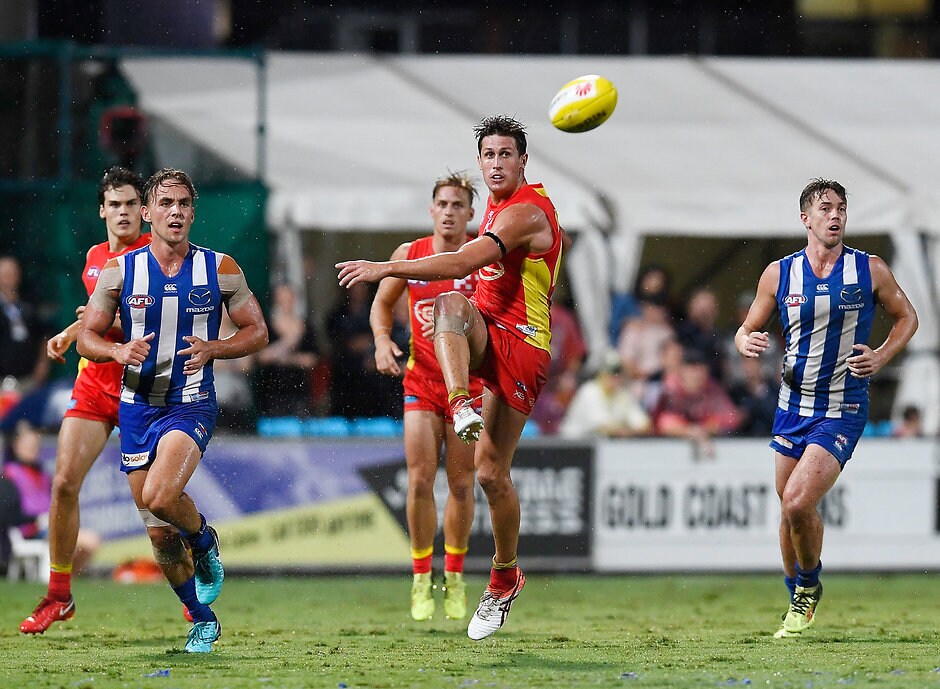 AFL 2018 Round 01 - Gold Coast v North Melbourne - Gold Coast Suns,Jarrod Witts,Aaron Young,David Swallow