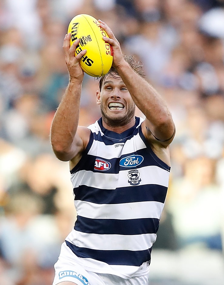 AFL 2018 Round 02 - Geelong v Hawthorn After consecutive bags of seven goals, Tom Hawkins managed just one against the Tigers last Friday - Geelong Cats