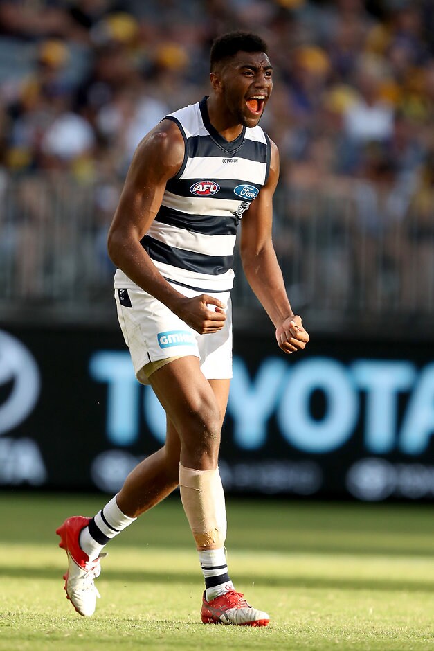 AFL 2018 Round 03 - West Coast v Geelong Esava Ratugolea is one of three Geelong youngsters to sign a new deal - AFL,Geelong Cats,Contracts,Quinton Narkle,Jack Henry,Esava Ratugolea