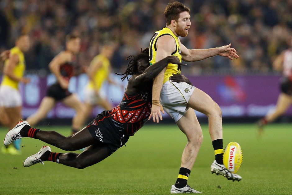 AFL 2018 Round 11 - Essendon v Richmond Gotcha: Anthony McDonald-Tipungwuti leads the League in rundown tackles in 2018 - AFL,Adelaide Crows,Brisbane Lions,Carlton Blues,Collingwood Magpies,Essendon Bombers,Fremantle Dockers,Geelong Cats,Gold Coast Suns,GWS Giants,Hawthorn Hawks,Melbourne Demons,North Melbourne Kangaroos,Port Adelaide Power,Richmond Tigers,St Kilda Saints,Sydney Swans,West Coast Eagles,Western Bulldogs
