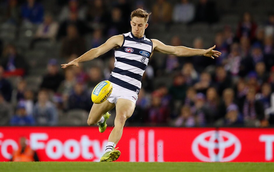 AFL 2018 Round 15 - Western Bulldogs v Geelong Jordan Cunico in action against the Western Bulldogs last year. - Geelong Cats