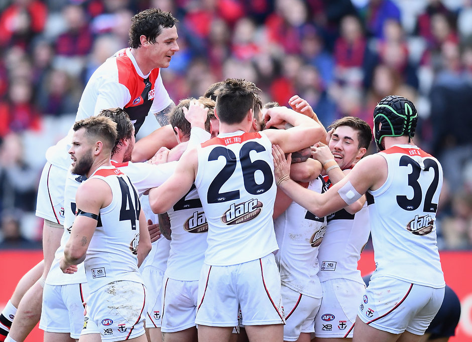 AFL 2018 Round 15 - Melbourne v St Kilda The Saints downed the Dees by in a thrilling encounter at the MCG on Sunday. - St Kilda Saints,Melbourne Demons