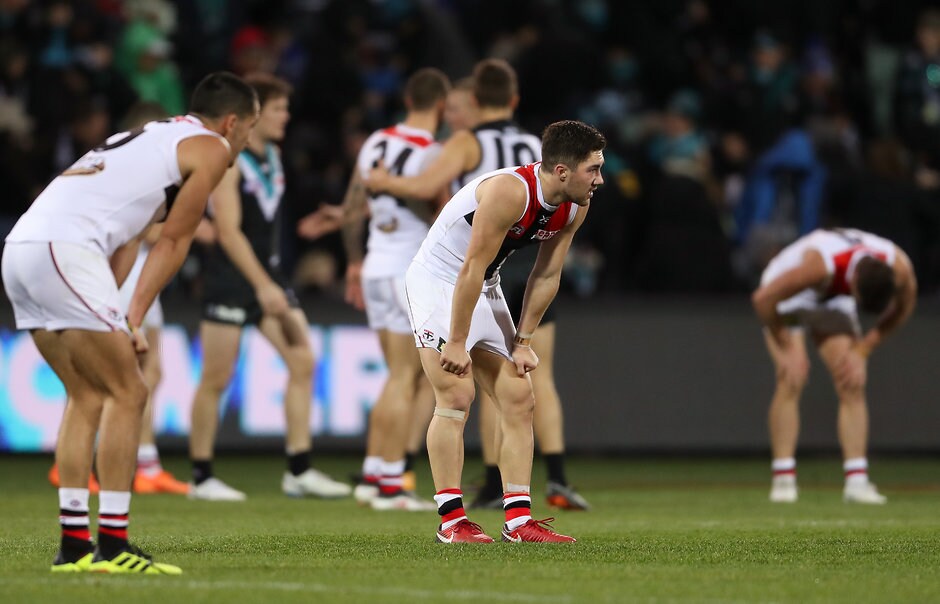 AFL 2018 Round 16 - Port Adelaide v St Kilda Jade Gresham has been charged by the Match Review Officer after making careless contact with an umpire. - St Kilda Saints,Jade Gresham
