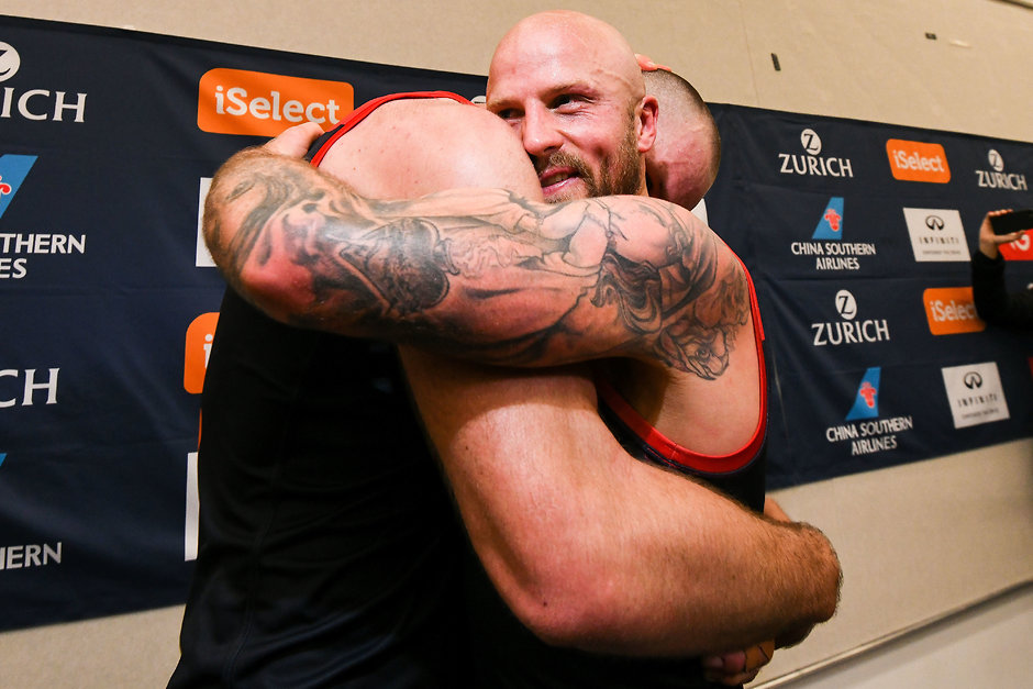 Skipper Nathan Jones And Ruckman Max Gawn Celebrate The Win Over West Coast Afl Skipper Nathan Jones And Ruckman Max Gawn Celebrate The Win Over West Coast Afl