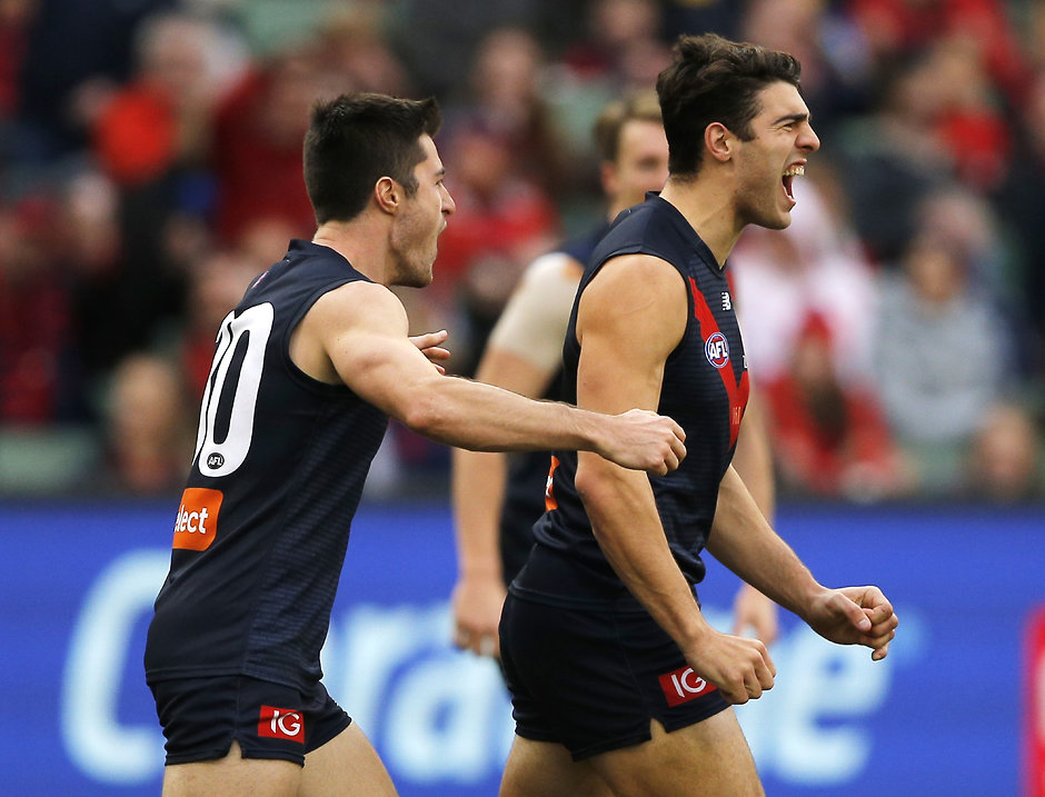 AFL 2018 Round 23 - Melbourne v GWS Christian Petracca is one of the new-generation Dees that has given Melbourne a harder edge - AFL,Melbourne Demons,Clayton Oliver,Jack Viney,Angus Brayshaw,Christian Petracca,James Harmes