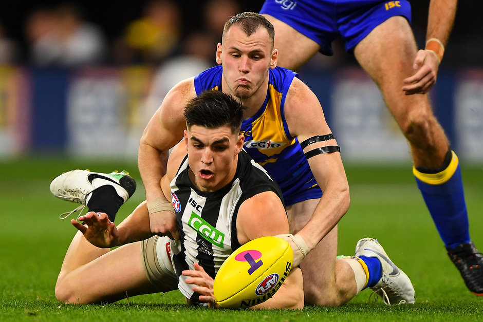 AFL 2018 Second Qualifying Final - West Coast v Collingwood Eagle Daniel Venables and Magpie Brayden Maynard have been success stories for their clubs via the draft - AFL,West Coast Eagles,Collingwood Magpies