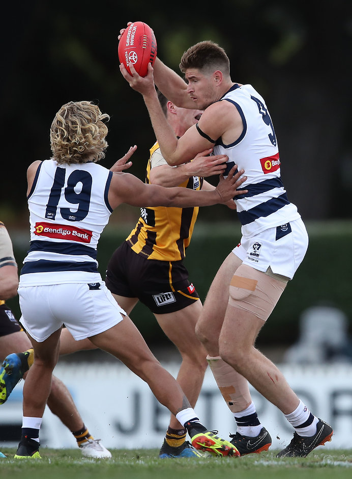 VFL 2018 Semi Final - Geelong v Box Hill Zac Smith was a standout for the Cats with 20 disposals and 10 clearances - Geelong Cats