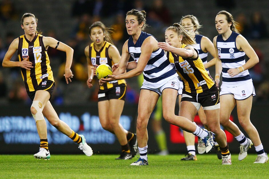 VFLW 2018 Grand Final - Hawthorn v Geelong Bec Goring is back to play her first match of the VFLW season. - Geelong Cats,Rebecca Goring,Denby Taylor