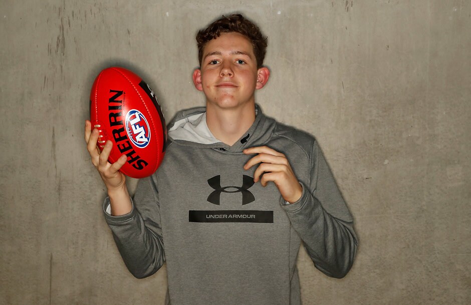 AFL 2018 Media - AFL Draft Combine Portraits MELBOURNE, AUSTRALIA - OCTOBER 04: Riley Collier-Dawkins poses for a photograph during the AFL Draft Combine at Marvel Stadium on October 4, 2018 in Melbourne, Australia. (Photo by Michael Willson/AFL Media)