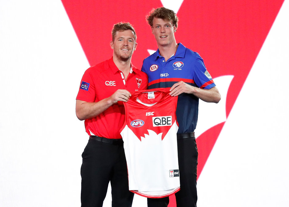 AFL 2018 Media - NAB AFL Draft Former UNSW-Eastern Suburbs player Nick Blakey (right) with new Sydney teammate Luke Parker - AFL,Nick Blakey,Sydney Swans