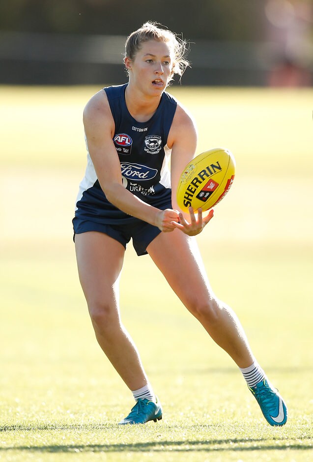 AFLW 2018 Training - Geelong Cats 291118 Olivia Purcell will play her first VFLW game of the season on Sunday. - Geelong Cats,Sophie Van De Heuvel,Olivia Purcell