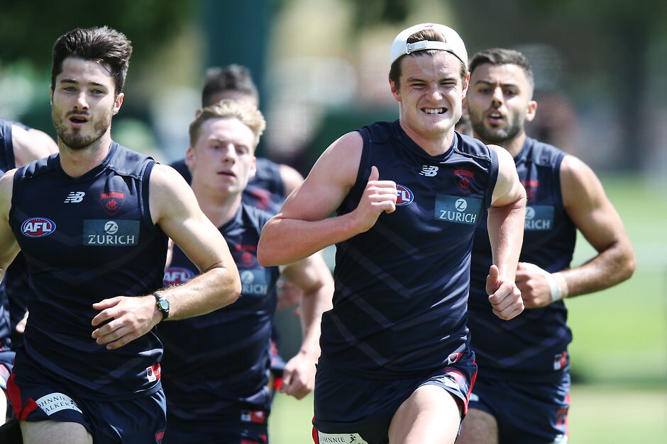 AFL 2018 Training - Melbourne 051218 The Demons train at Gosch's Paddock - AFL,Melbourne Demons,Charlie Spargo