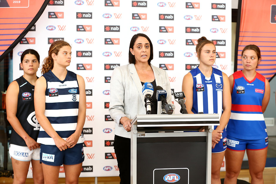 AFLW 2018 Media - Broadcast Partner Announcement AFLW head of football Nicole Livingstone announces the new TV rights deal - AFLW