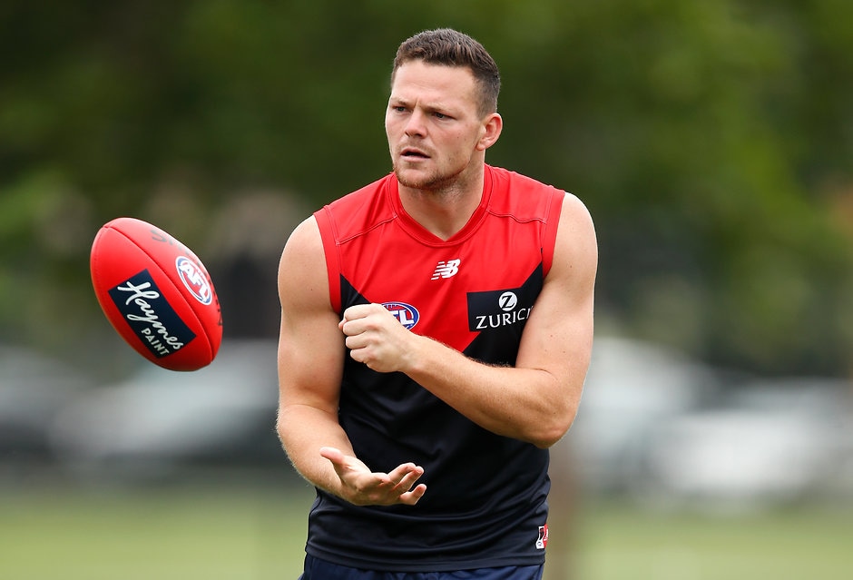 AFL 2018 Media - Steven May MELBOURNE, AUSTRALIA - DECEMBER 20: Steven May of the Demons in action at Gosch's Paddock on December 20, 2018 in Melbourne, Australia. (Photo by Adam Trafford/AFL Media)