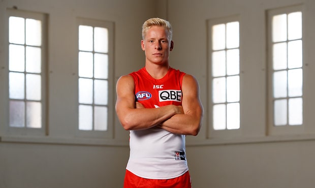 AFL 2019 Portraits - Sydney Swans iSYDNEY, AUSTRALIA - JANUARY 31: Isaac Heeney of the Swans poses for a photograph during the Sydney Swans 2019 official team photo day at the Royal Hall of Industries on January 31, 2019 in Sydney, Australia. (Photo by Adam Trafford/AFL Media)