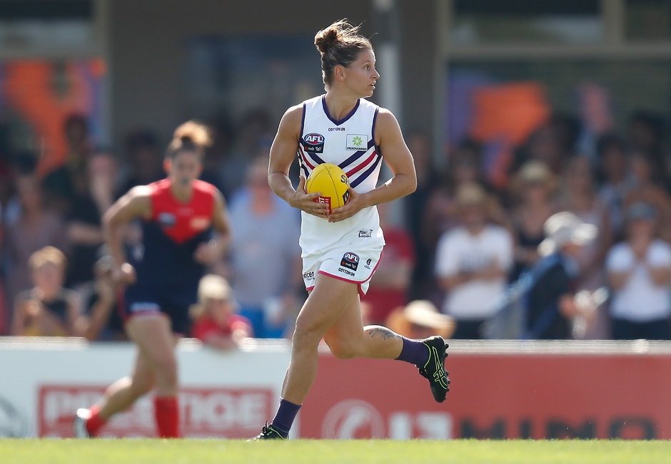 AFLW 2019 Rd 01 - Melbourne v Fremantle Fremantle midfielder Kiara Bowers has finished runner-up in the AFLW Players’ Most Valuable Player Award. - Fremantle,Fremantle Dockers